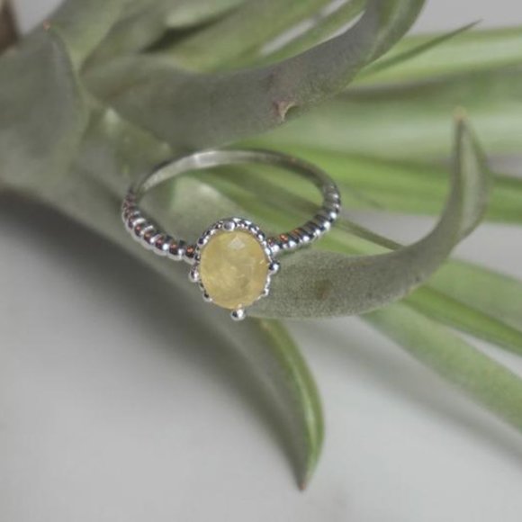 Untreated Raw Yellow Sapphire Sterling Silver Ring - Picture 4 of 8